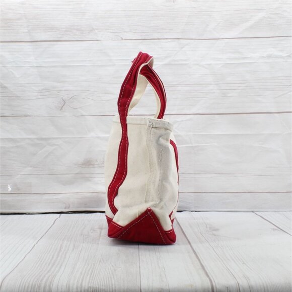 LL Bean Boat & Tote Cream Red Trim Canvas Tote Bag Monogram First American RARE - Picture 5 of 9